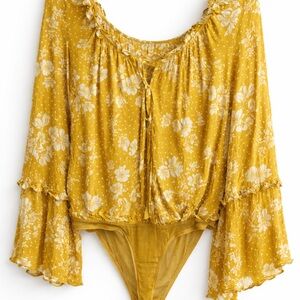 Floral Mustard Yellow Bodysuit